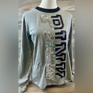 Victoria's Secret PINK Gray & Black Bling Sequins - Long Sleeve Shirt